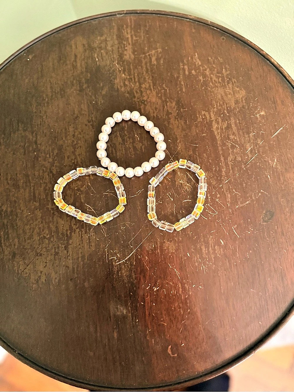 Beaded Bracelet Set in Pink & Gold New, worn for photos.